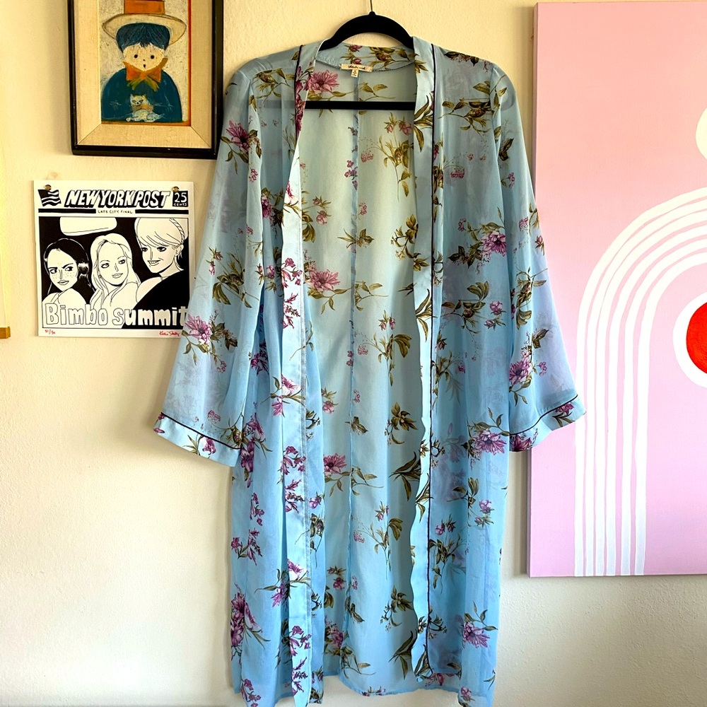 Long duster floral robe